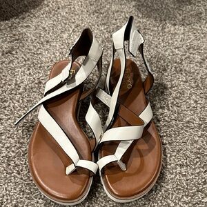 Franco Sarto White and Brown Strappy Sandals